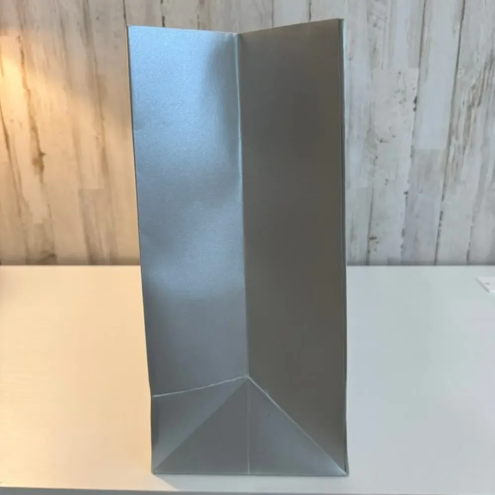 Gucci Large Metallic Silver Shopping Gift Bag White Ribbon Handles